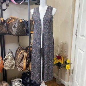 LuLaRoe Wo e's Open-front Sleeveless Floral Print Duster Vest Cardigan Small